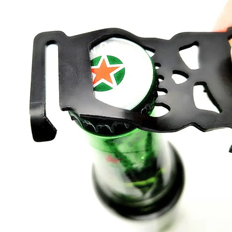 EDC Outdoor Skull multifunctional combination of small tools Bottle opener saber clip wrench sharpener twine knife