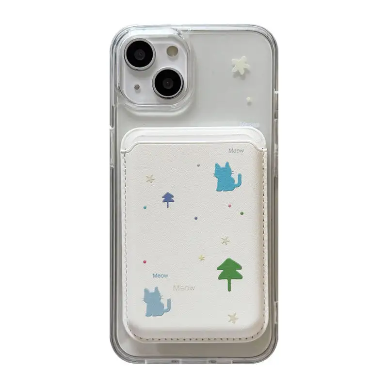 Magnetic Card Bag Phone Case Wallet For Leather Card Bag Iphone 14 13 12 Pro Max Plus XR XS MAX Back Sticker Card Holder
