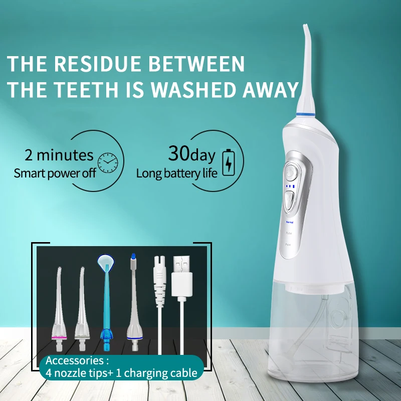 Cordless Dental Dental Irrigator Portable Water Flosser Rechargeable IPX7 Waterproof Water Flosser Oral Irrigator