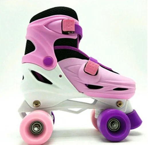 
Wholesale PVC wheel and 4 wheels kids quad roller skating shoes with LED flashing land roller skates for sale 