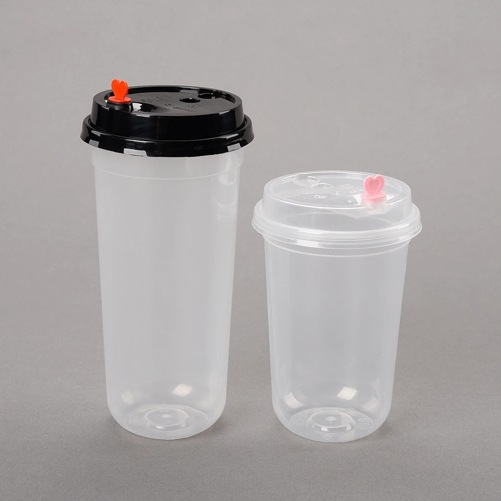 Hot sale biodegradable pp plastic material frosted u shaped cup drinking boba bubble tea cups disposable