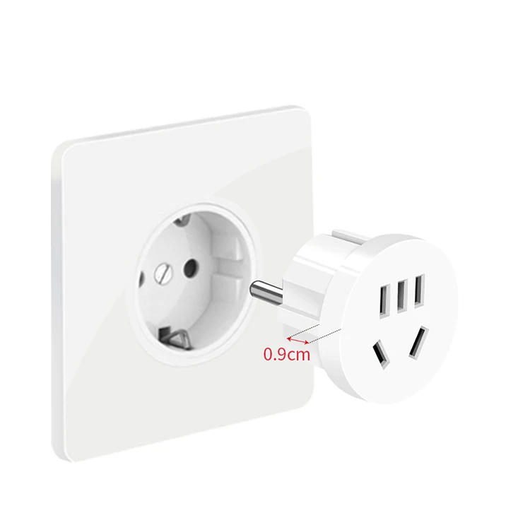 Wonplug China/austraila to Euro Schuko Plug Adapter Adapter Schuko Converter Plug Korea Germany Plug with Socket Full Brass 250V