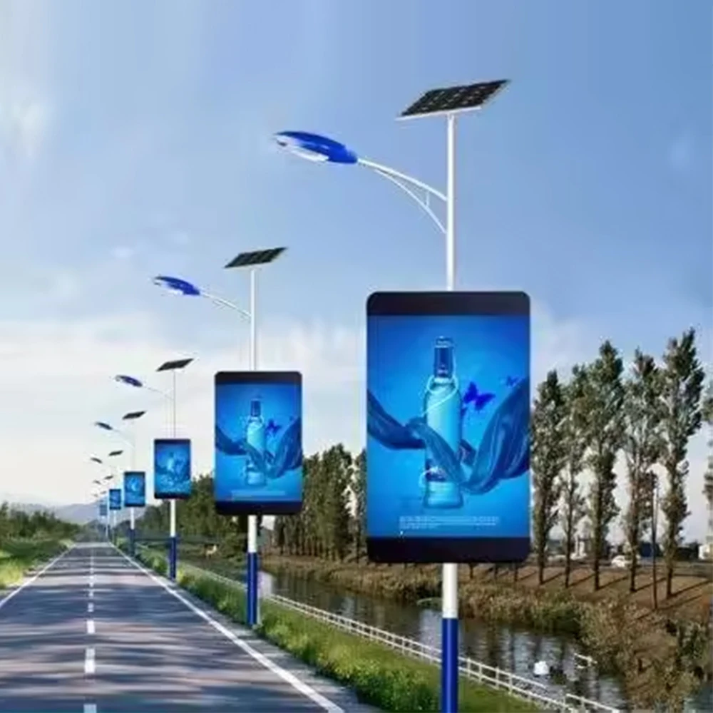Column Pole Pillar Support Double Sides LED Display Screen P4 Outdoor Advertising Pole Frame Steel Structure LED Billboard
