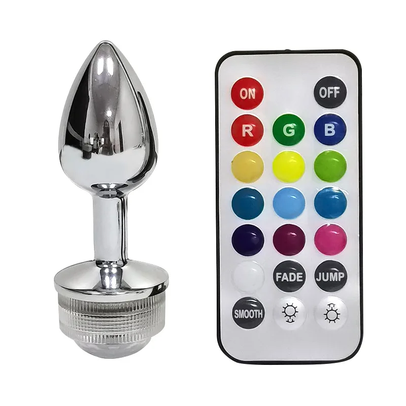 Metal Stainless steel Butt Plugs With LED Light  Anal Sex Toys Kit for Starter Beginner With Remote wireless control