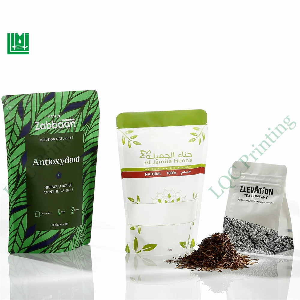 Custom flat zip lock kraft paper biscuits snack food packaging paper bag with logo for snack packaging