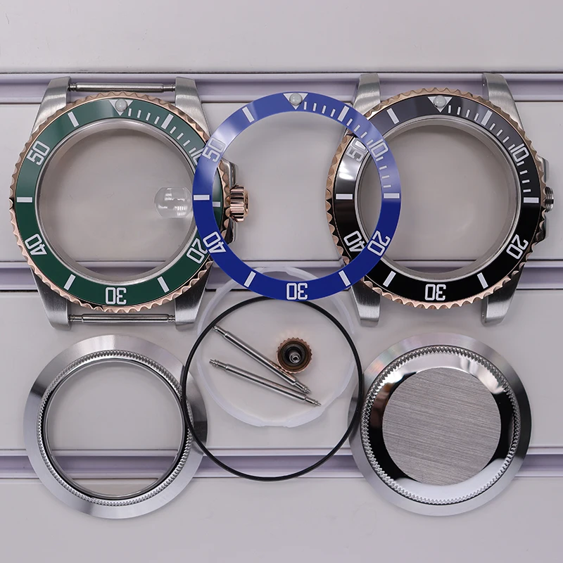 40mm modified watch case kit luminous blue Ceramic bezel insert For Seiko Nh35 NH36/38 Eta 2824 Miyota 8215 Movement 28.5mm dial