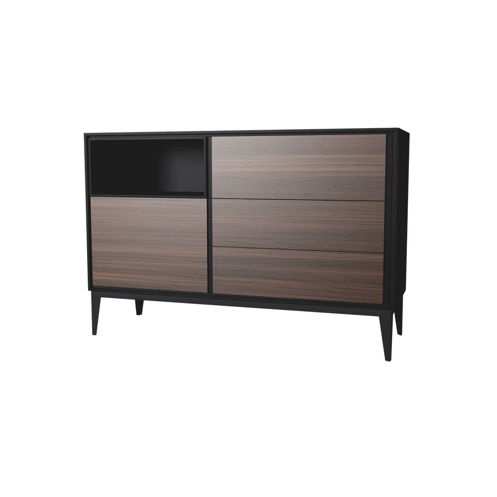 Contemporary E1 Grade HDF With Eucalyptus Veneer Metal Legs Sideboard