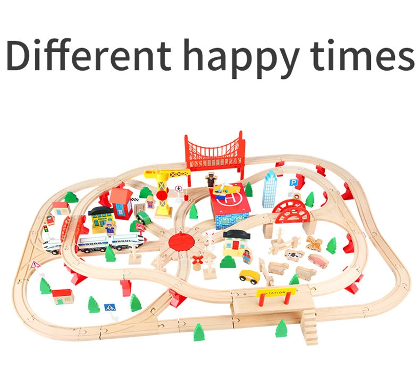 2312 Wooden 146 Pieces Track Train Set Slot Car Track For Boys