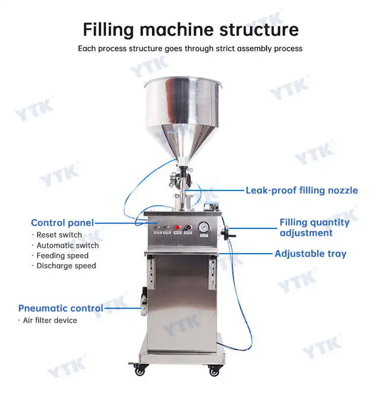 YTK-SG Pneumatic Cream Sauce filler Light needle syringe Honey paste unidirectional needle Vertical gel  Filling Machine