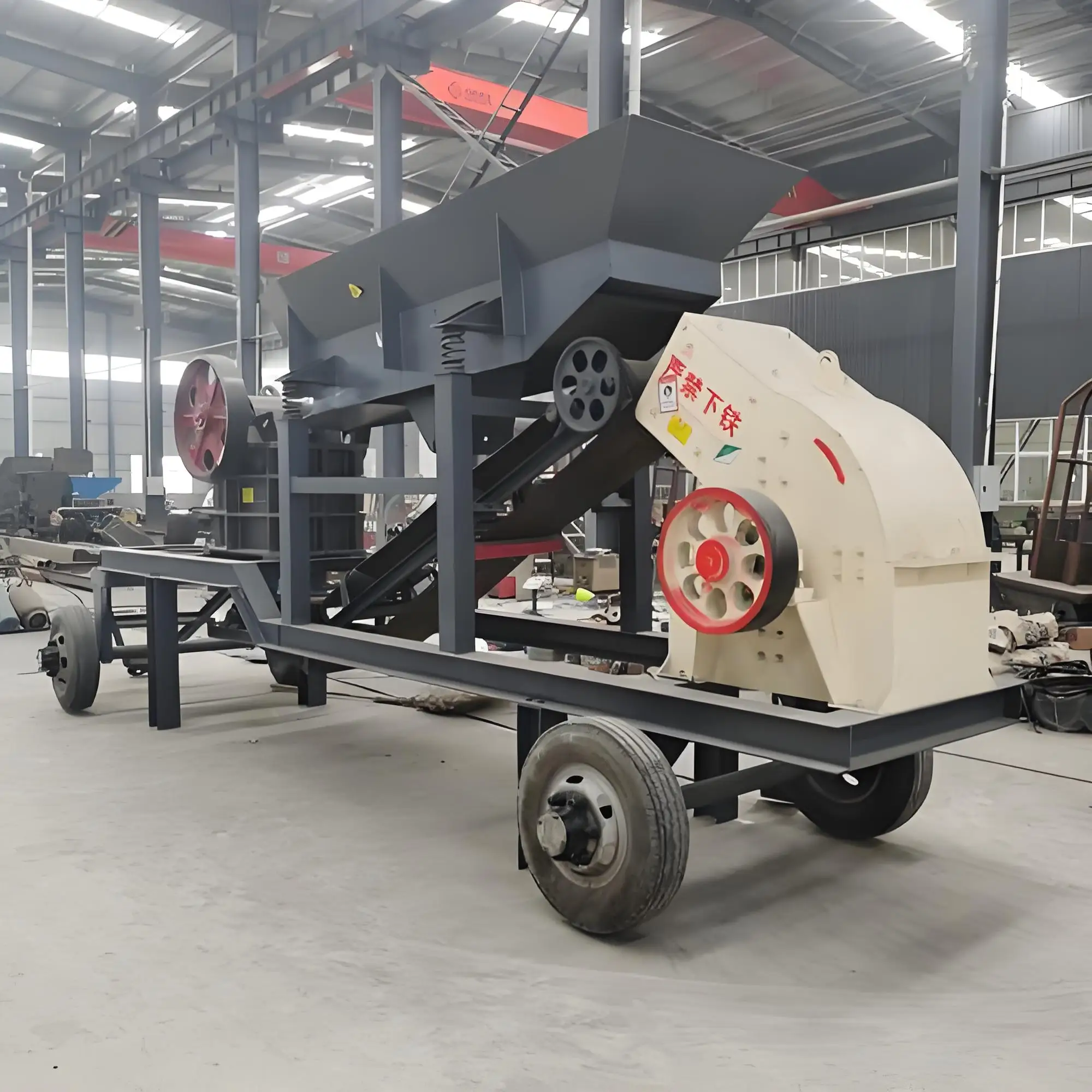 Easy To Move Tire Type 30-60tph PC800x800 Construction Brick Hammer Crushers  Concrete Rock Stone Hammer Crusher Price