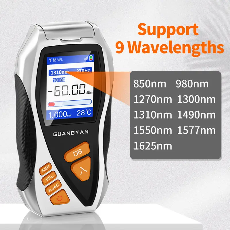 GUANGYAN Y9 4G network remote high-precision optical power meter 4 in1 Red integrated VFL 5/15/20/30 km Rj45 cable tester