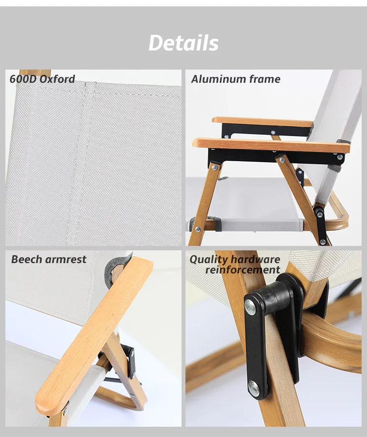 TARKA Custom Logo outdoor furniture kermit chair Wood Grain Metal Frame beach aluminium alloy folding camping chair