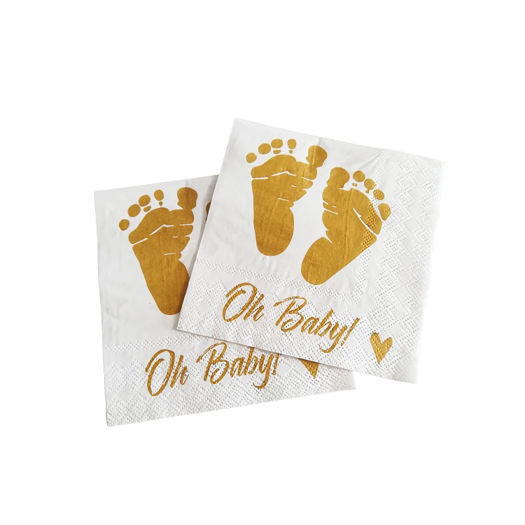 Factory Custom Elegant Disposable Tissue Newborn Baby Shower Paper Napkins