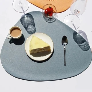 heat-resistant PU wholesale leather table mats placemats and Coaster set