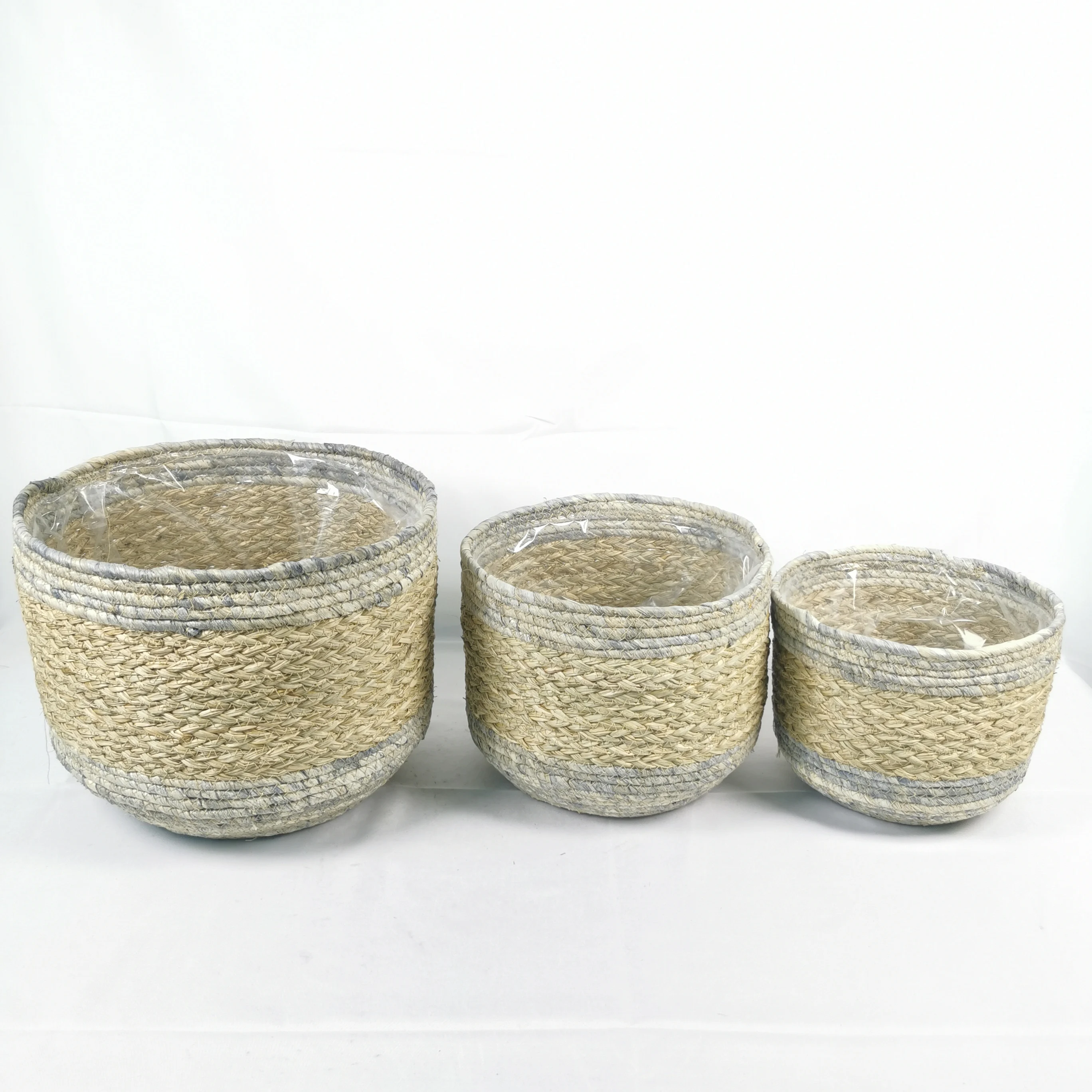 Natural corn rope eco-friendly woven flower pot for indoor or dry outdoor