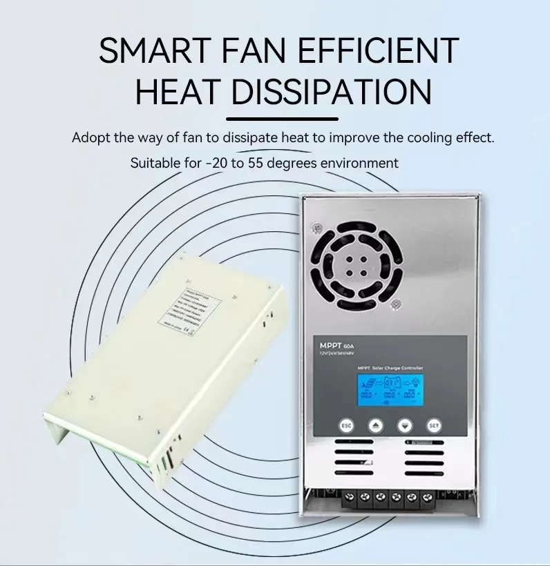 MPPT 60A 40A Battery Charger 24V 36V 48V Max 180V PV Input LCD Display Lead Acid Lithium Lifepo4 Off-Grid Solar Charger