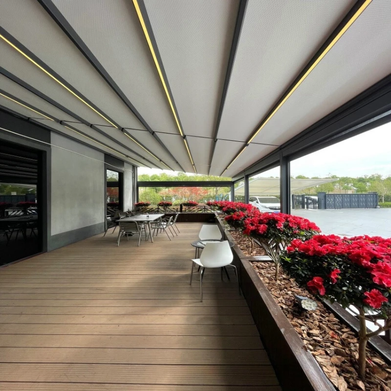 Aluminum alloy telescopic insulation electric folding awning sun room outdoor courtyard automatic awning