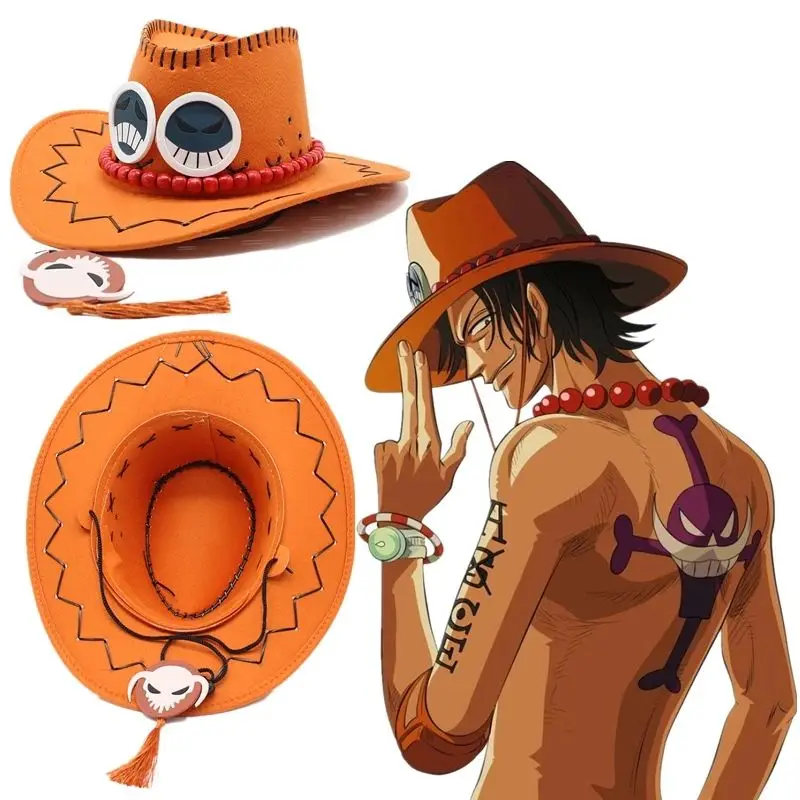 Portgas D Ace Popular Hats Cartoon Cosplay Prop Hat Cowboy Pirates Comic Con Cos