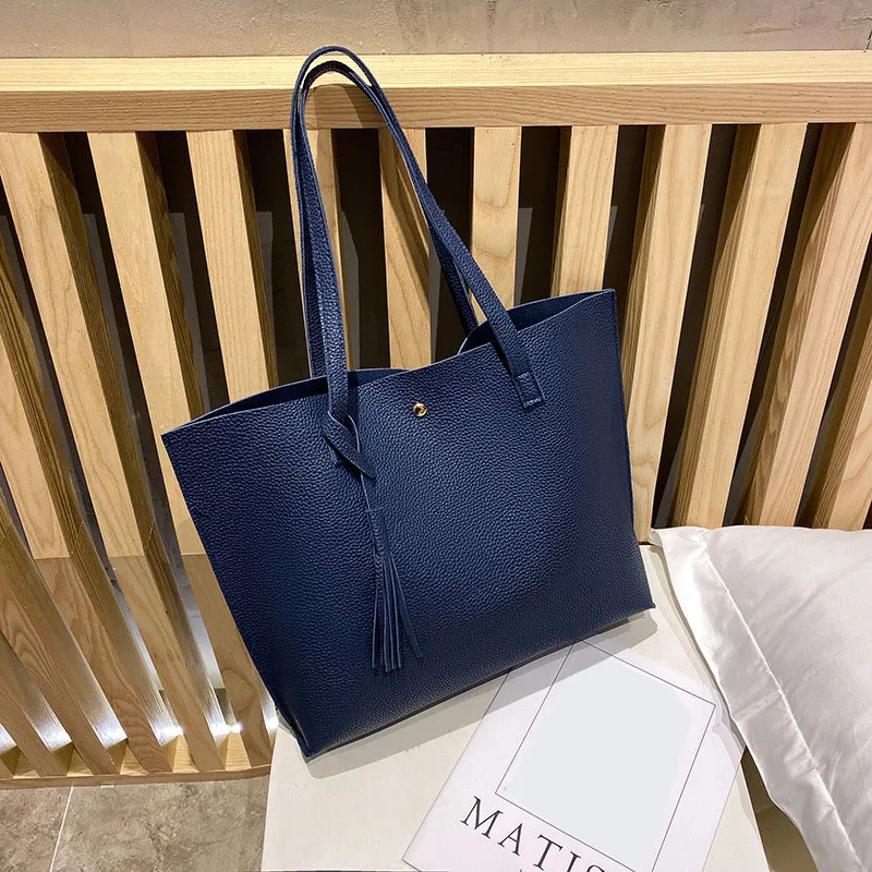 Женская Сумка-тоут из мягкой искусственной кожи с кисточками