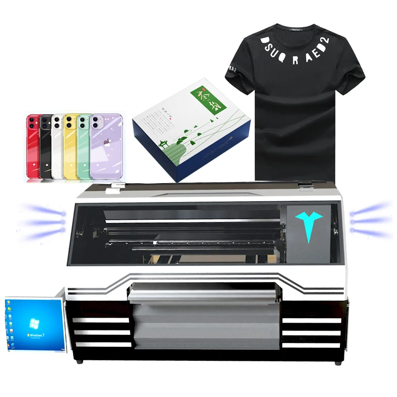 
Full Automatic uv flatbed printer 6color 50*40cm for Any material printing for Multifunction DTG 3D uv machine printer 