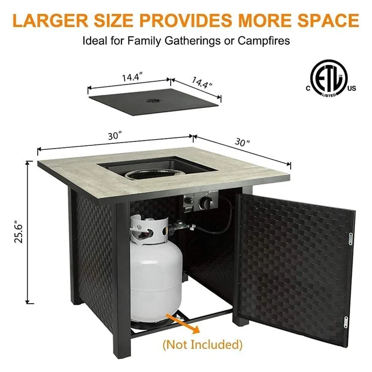 2 In 1 Wicker Rattan Fire Pit Table Outdoor Gas Fire Pit Propane Fire Pit Table