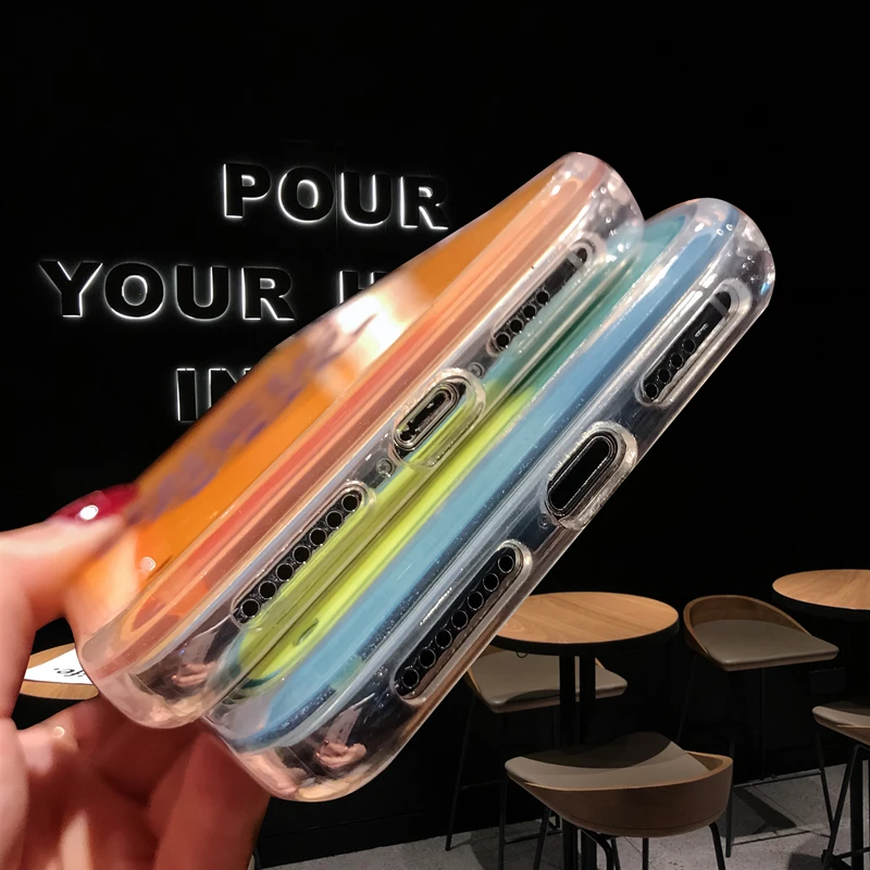 Luxury Luminous Neon Sand Liquid Case for iPhone 11pro max, Quicksand Glitter Cell Phone Case for iPhone X  6 7 8 plus