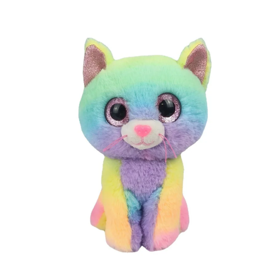 Customized New Cute Children Birthday Gifts Plush Toy Colorful Rainbow Cat Stuffed Plush Cat Doll Toy