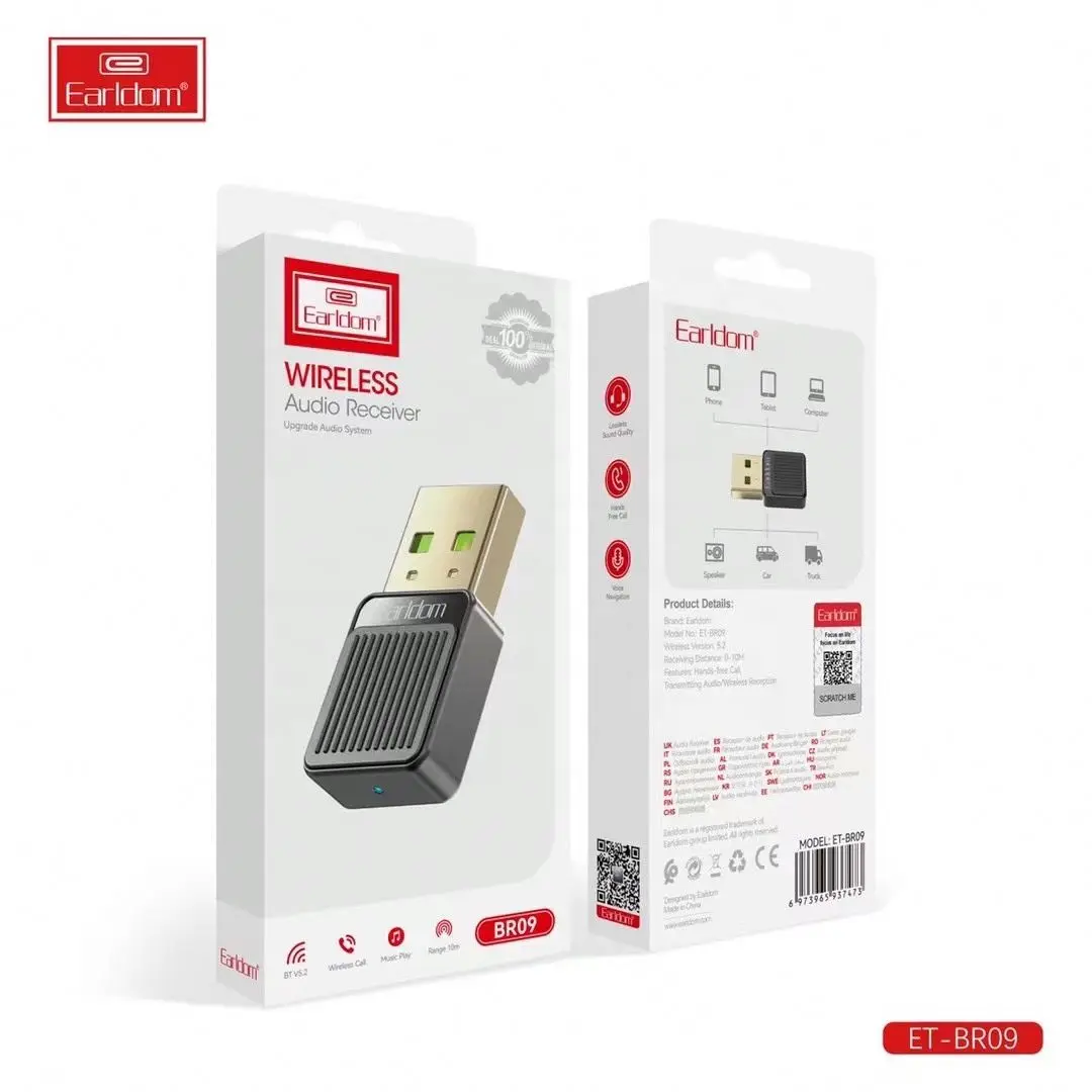 EARLDOM Usb Adapter Audio BT Transmitter And Receiver Usb Bt 5.2 Adapter Car Audio BT Receiver Car Speaker