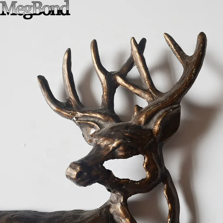 3D bronze deer cast iron material wall hanging decor for garden and home