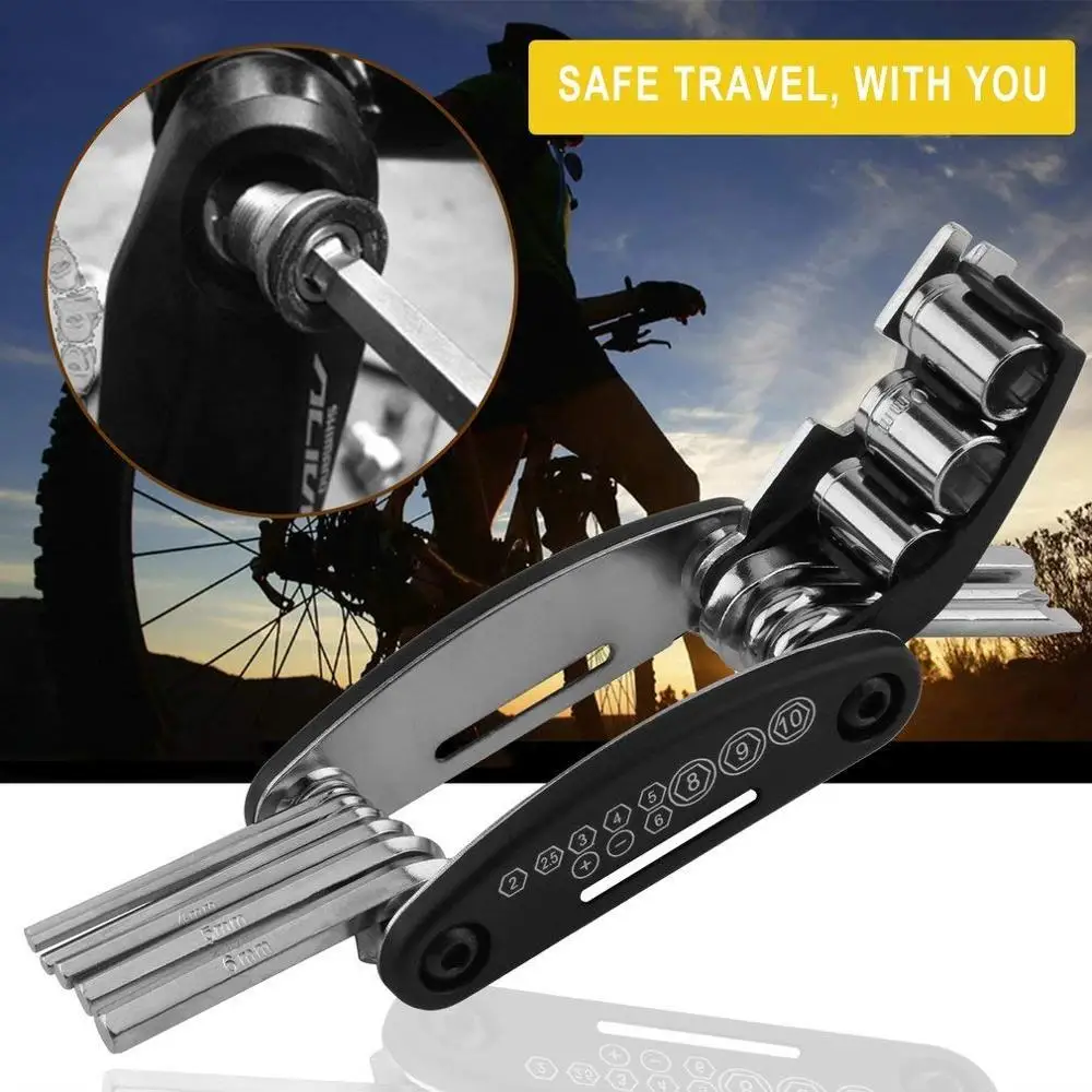 
JDK Bicycle Repair Tool Kit - 16 in 1 Multifunction Bike Fix Tools Practical Bicycle Repair Tool Bike Accessory 