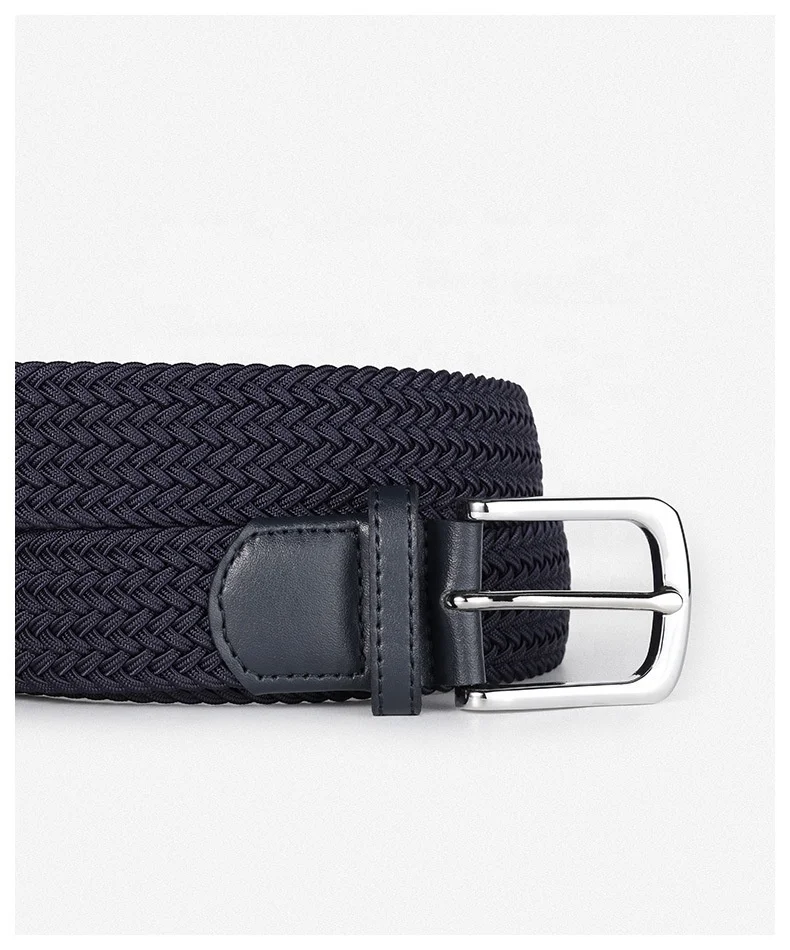Wholesale Knit Web Weave Woven Cotton Golf Polyester Fabric Unisex Adjustable Women Men Elastic Braided Stretch Belt