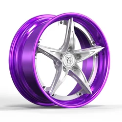 Custom china aluminum alloy 5 holes 16 17 18 19 20 21 22 inch polishing 2 piece forged racing hub rims passenger car wheels