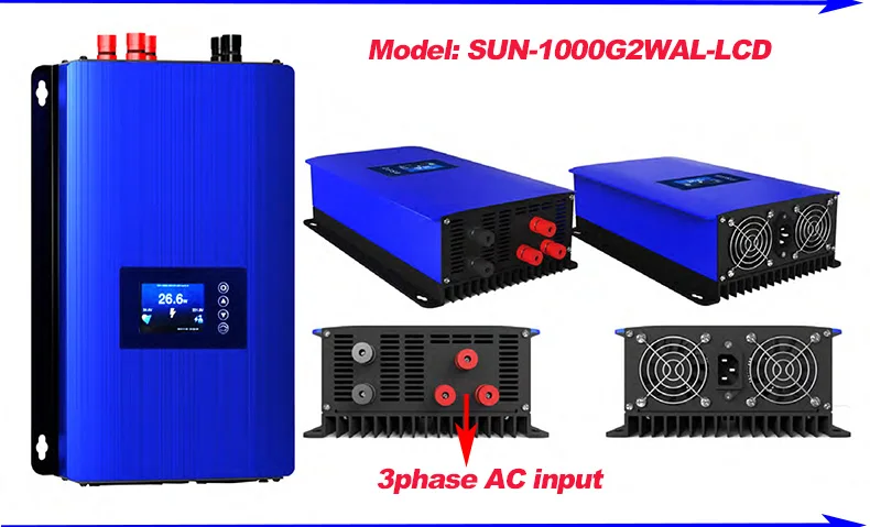 LCD display Wind Inverter Grid Tie 1000W With Dump Load Resistor With Limiter With Wifi For 24V AC Wind Turbines