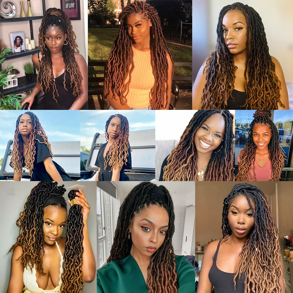 Passion Twist 18 Inch Straight Goddess Locs Synthetic Spring Twist Kinky Ombre Crochet Braiding Hair Extensions For Afro Woman