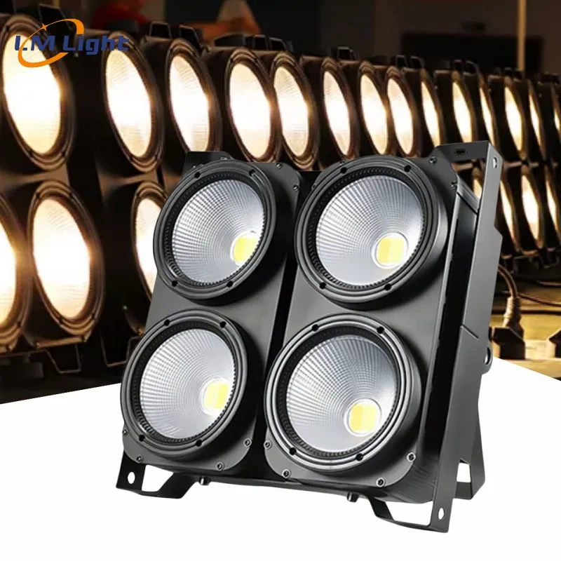Blinder light 4x100w 4 eyes led cob blinder and dj disco lights with dmx warm cool white peaky blinder led audience light