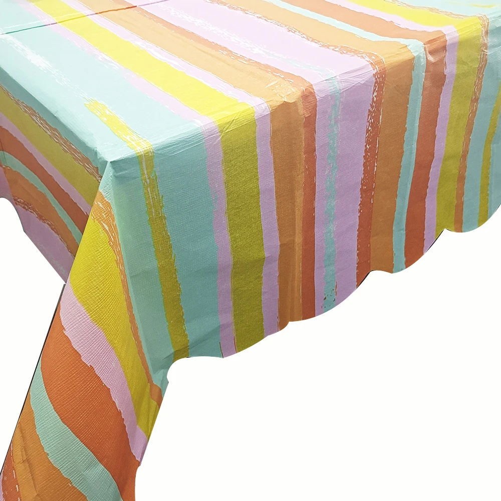 Factory custom color printed tablecloth painted disposable cotton paper tablecloth
