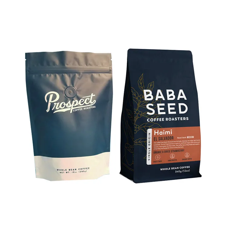  Custom 250g 340g 500g 1000g Side Gusset Plastic Mylar Packaging Pouches Flat Bottom Paper Foil Coffee Bag With