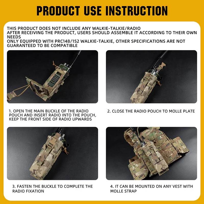 Quick Release PRC 152 /148 Drop-down Radio Pouch Molle Radio Holder Walkie Talkie Pouch