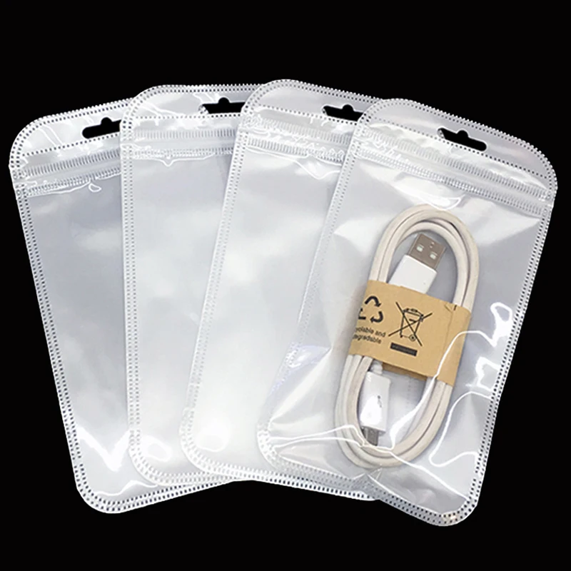 USB-кабель, упаковка, упаковка, белый жемчужный пластиковый пакет с логотипом на заказ