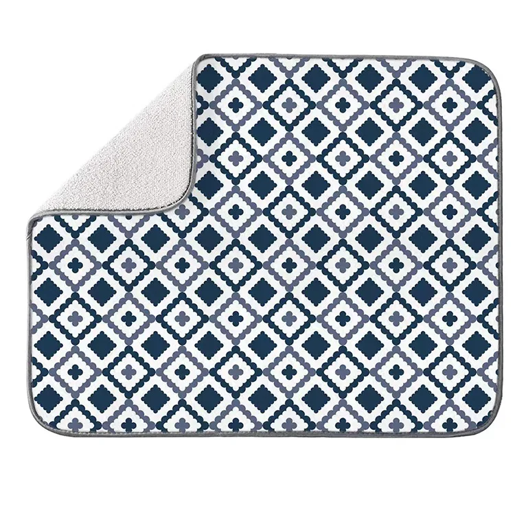 colorful printed absorbent dishes drainer/rack mat for countertop, microfiber dish drying pads kitchen counter draining pad