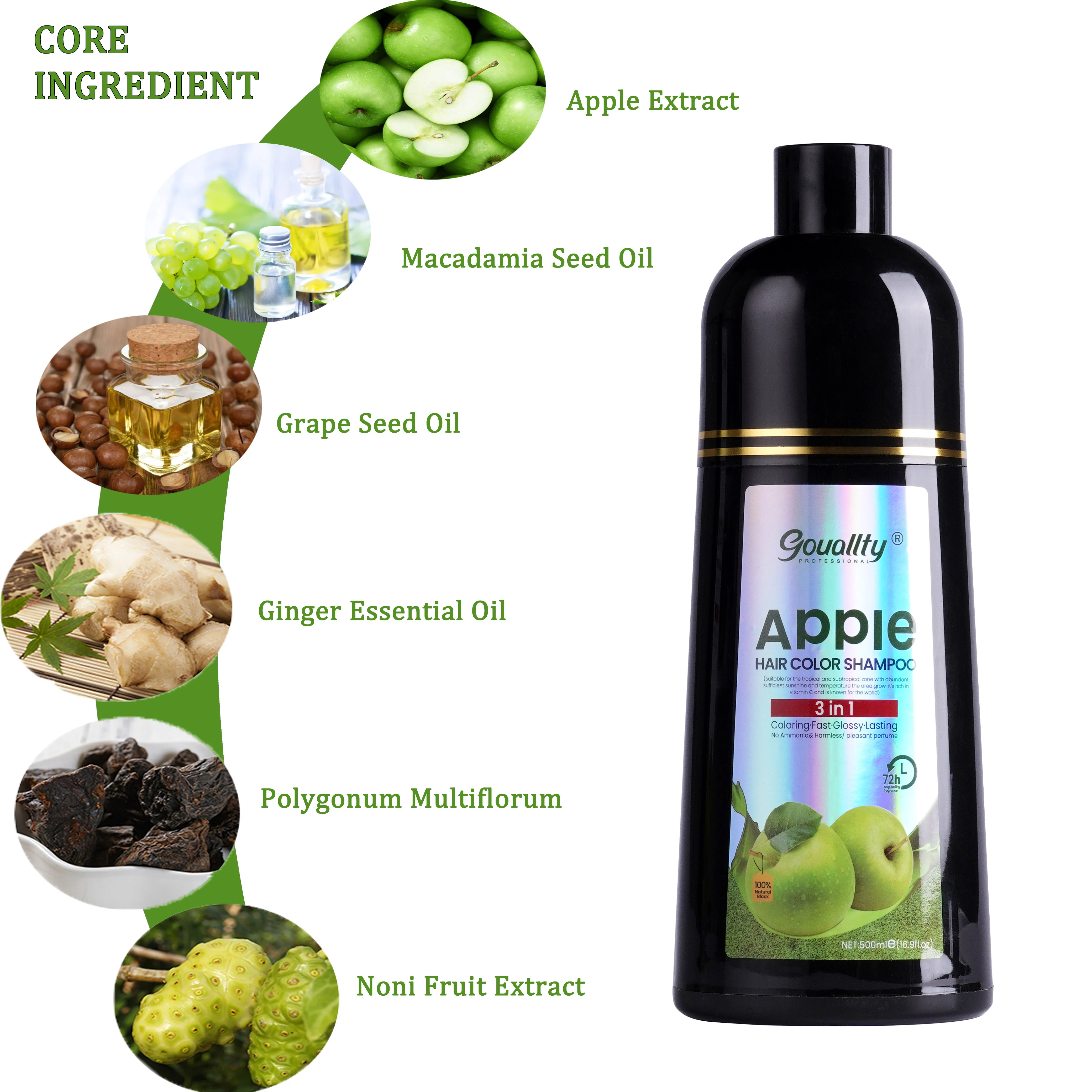 New Arrival Factory Price 100% Grey Coverage Non-Damaging Fast Coloring Black Hair Color Dye Shampoo