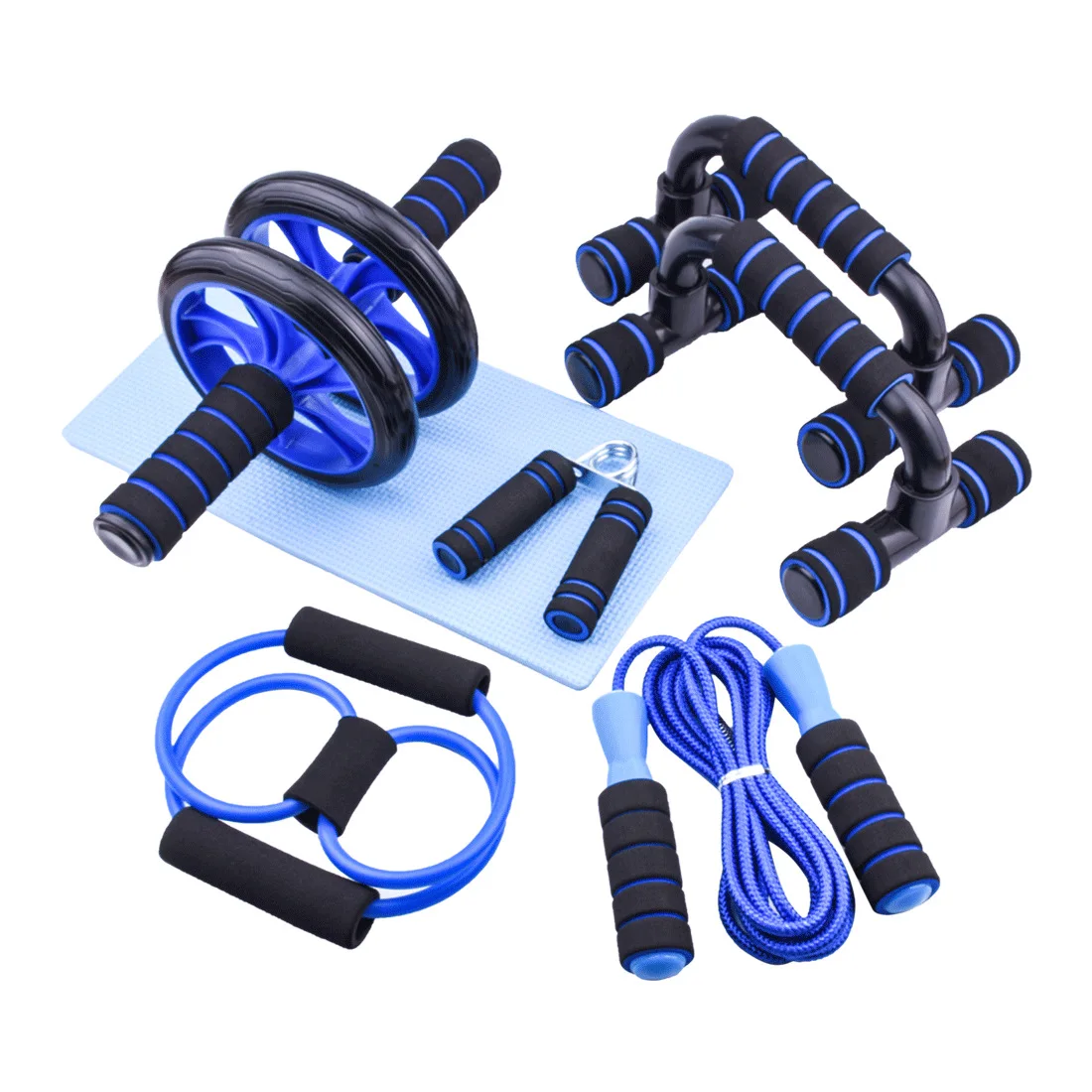 7PCS AB Wheel Roller Kit Portable Equipment for Home Exercise Muscle Strength Exercise Equipment Sets exercise ab wheel