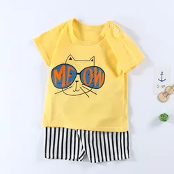 2022 cotton summer new half-sleeved boys and girls suits  0-8 years old baby two-piece trend printed home clothes wholesale