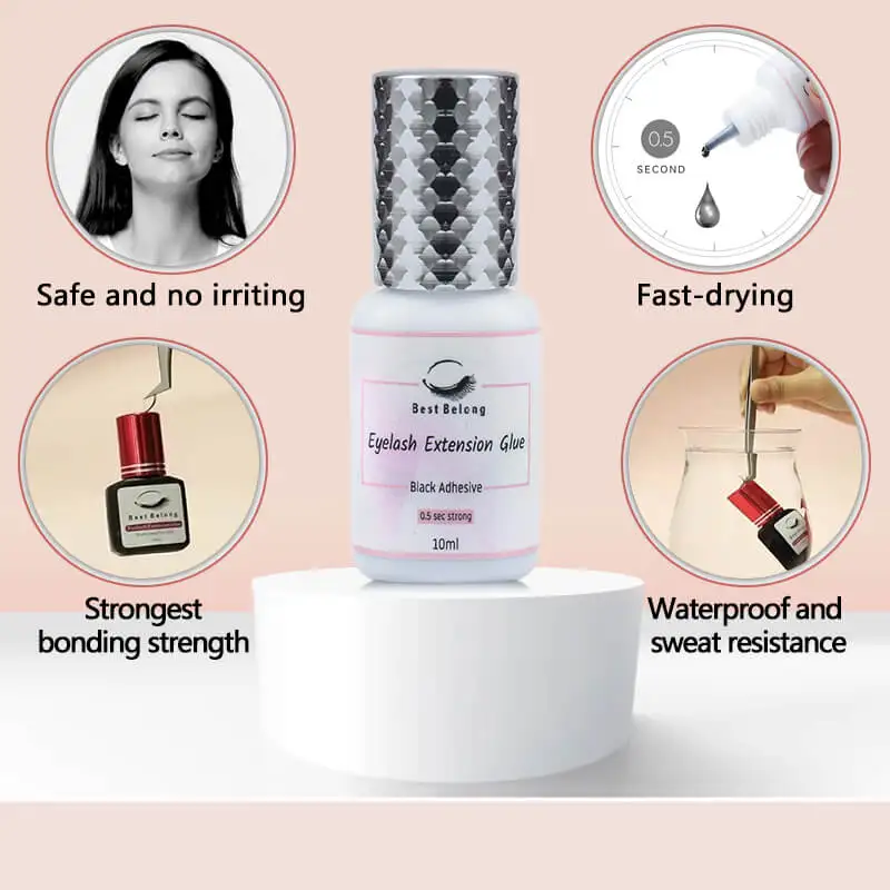 Wholesale Lash Glue Strong Low Fume Quick 0.5 Second Waterproof  Eyelash Extension Glue 0.5s Glue 8 9 Week Retention BestBelong