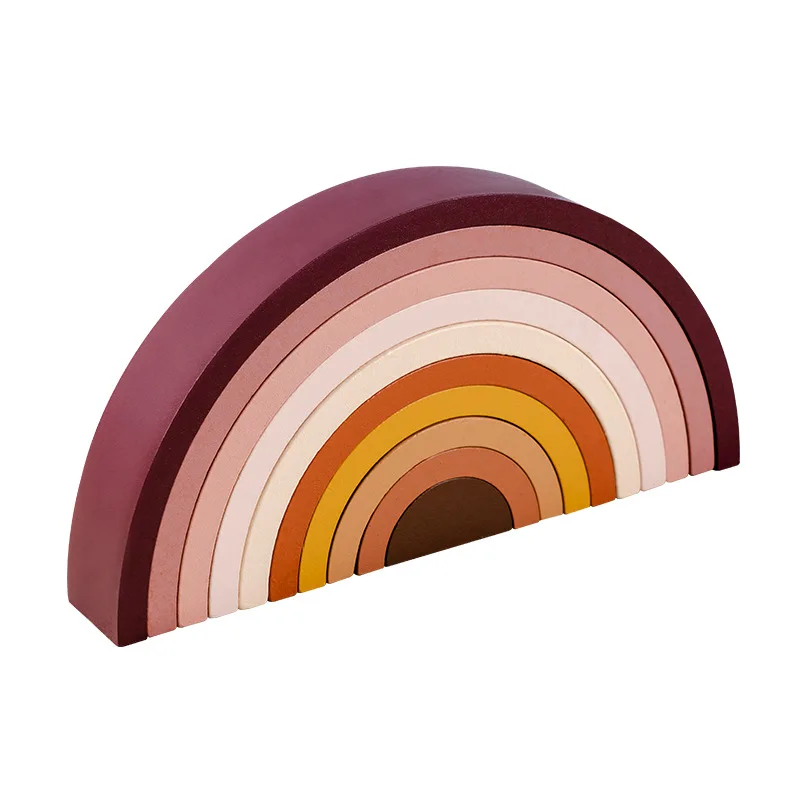 Baby Rainbow Stacker Stacking Waldorf Dolls Games Kids Creative Building Blocks Montessori Educational Wooden Toy Children