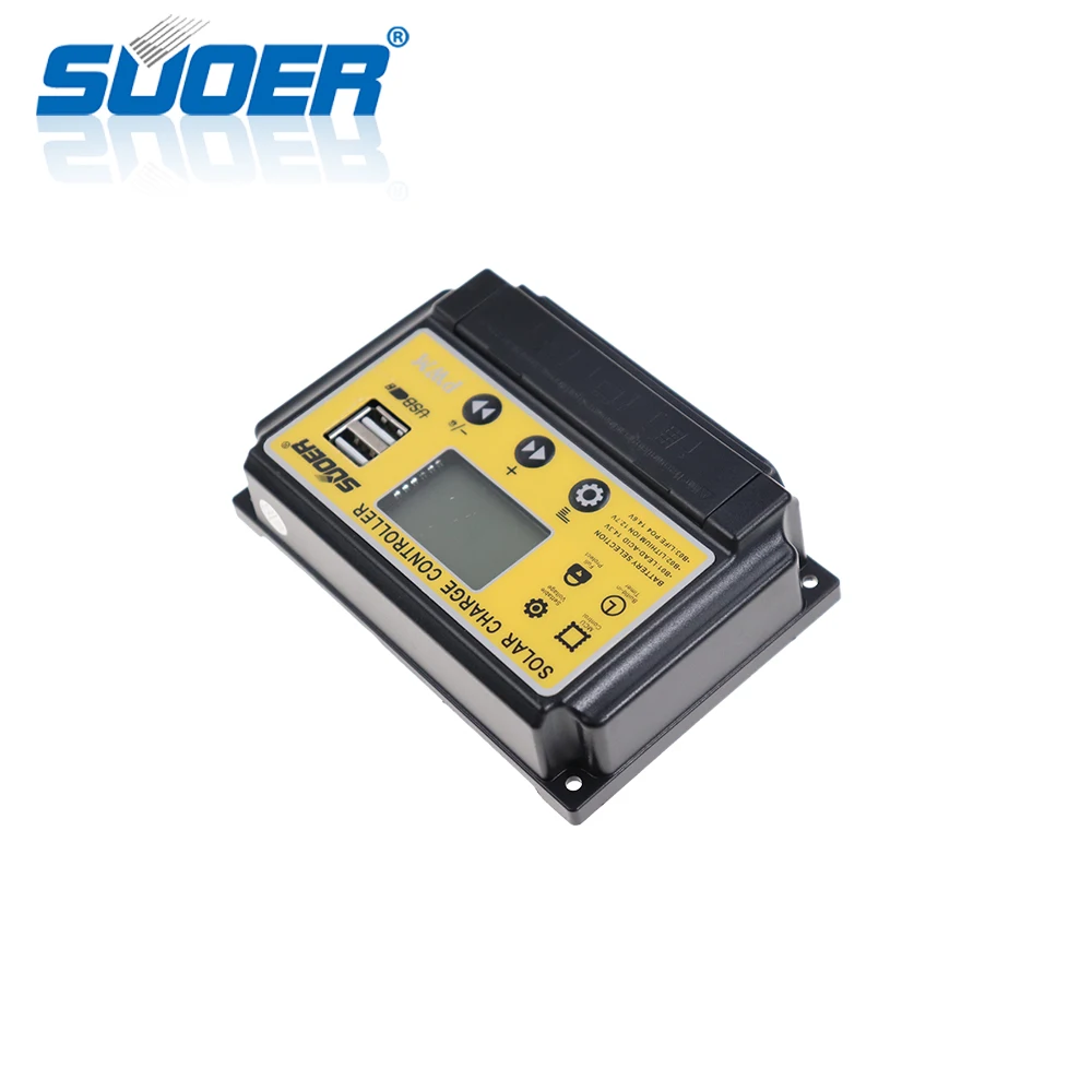 Suoer LCD Screen 20A 12V 24V Portable PWM Solar Charge Controller