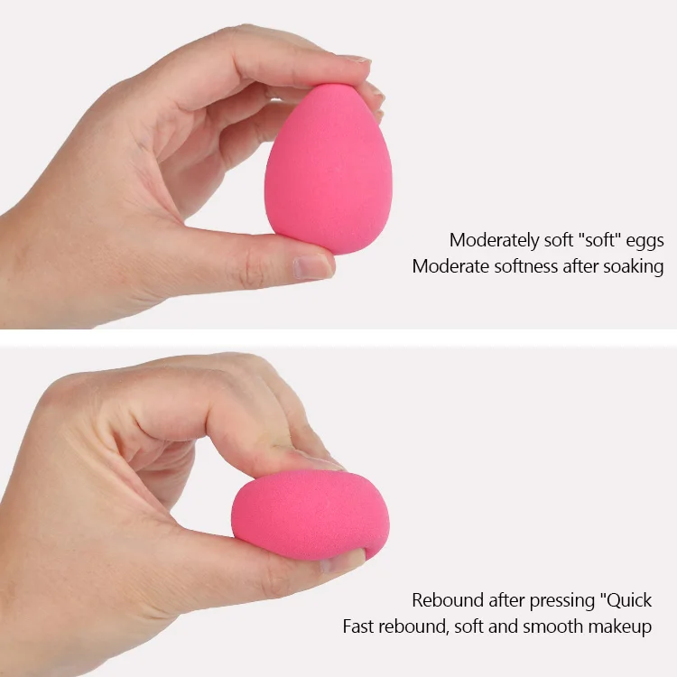 Custom Gradient Color Pink 3Pcs Mini Soft Makeup Blender Sponge Set With Pvc Box For Blending Foundation Cream And Powder