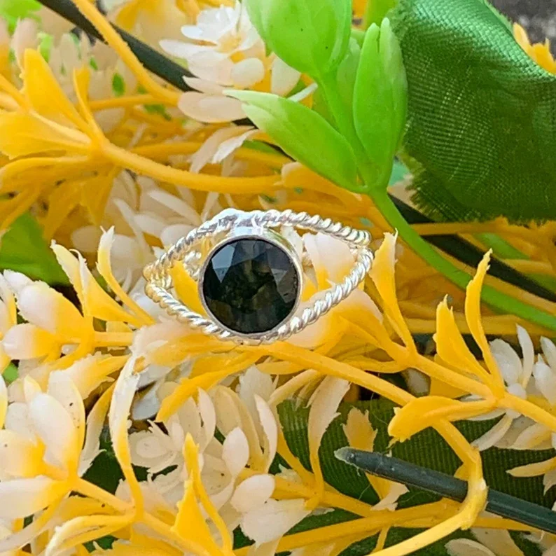 Мох агат серебро круглой формы красивые Изящные серебряные кольца богемные с камнем Серебряные украшения