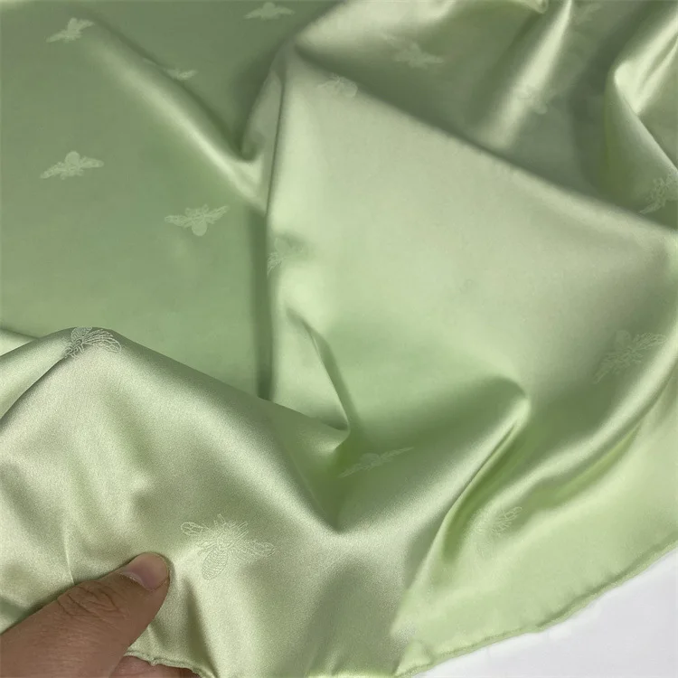wholesale new imitation silk print bee satin fabric spot lining homewear shirt pajamas jacquard satin fabric