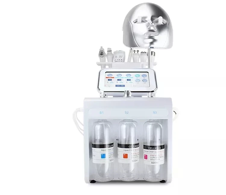 7in 1 hydro dermabrasion skin rejuvenation microdermabrasion device with PDT LED light therapy mask facial machine